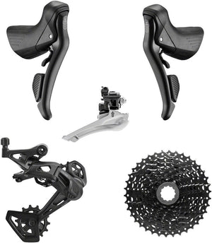 microSHIFT Group Kits microSHIFT Sword BLK 2x9-Speed Groupset - Includes Brake/Shifters Front Derailler Braze-On Rear Derailleur Long Cage 11-38t Cassette