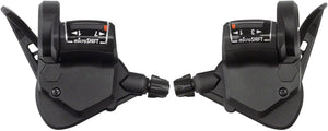 microSHIFT Shifters microSHIFT TS38 Thumb-Tap Shifter Set - 7 Speed Triple Optical Gear Indicator Shimano Compatible