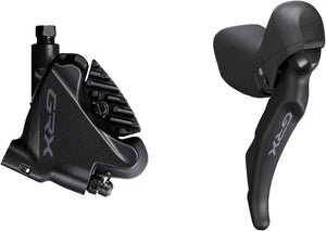 Shimano Brake/Shift Lever - Drop Bar Shimano GRX ST-RX600 Shift/Brake Lever BR-RX400 Hydraulic Disc Brake Caliper - Right/Rear 11-Speed Flat Mount Caliper BLK