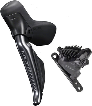Shimano Brake/Shift Lever - Drop Bar Shimano Ultegra ST-R8170E Di2 Shift/Brake Lever BR-R8170 Hydraulic Disc Brake Caliper - Left/Front 2x Flat Mount BLK