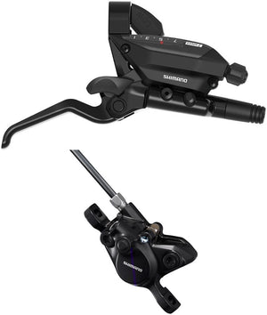 Shimano Brake/Shift Lever - Flat Bar Shimano ST-EF515-7R EZ Fire Plus Shift/Brake Lever BR-MT200 Disc Brake Caliper - Right/Rear 7-Speed Post Mount 2-Piston  BLK