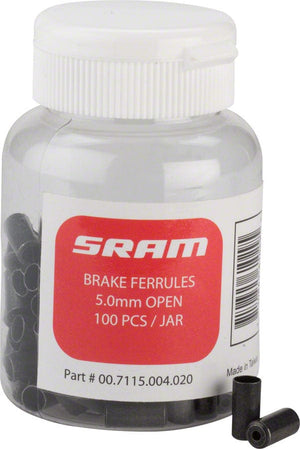 SRAM Cables and Housing Parts and Accessories SRAM 5mm Brake Cable Housing Ferrules Black 100-count Jar