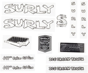 Surly Sticker/Decal White With Ice Cream Sandwich Surly Ice Cream Truck Frame Decal Set