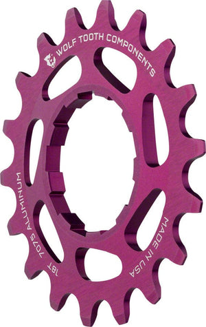 Wolf Tooth Freehubs Wolf Tooth Single Speed Aluminum Cog - 18t Compatible 3/32" Chains Purple