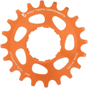 Wolf Tooth Freehubs Wolf Tooth Single Speed Aluminum Cog - 20t Compatible 3/32" Chains Orange