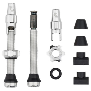 Wolf Tooth Tubeless Valves 44Mm / Raw Silver Wolf Tooth Tubeless Clik Valve Stem Kit